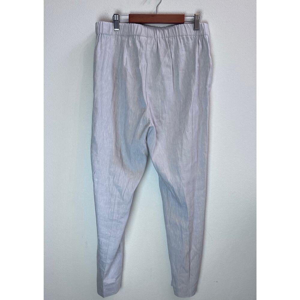 J. Jill Pant Trouser Linen Stretch Oatmeal Neutral Travel Beach Button Hem Small - Picture 2 of 8